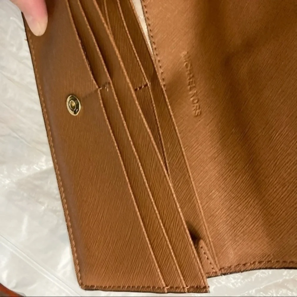 Michael Kors brown saffiano leather slim wallet